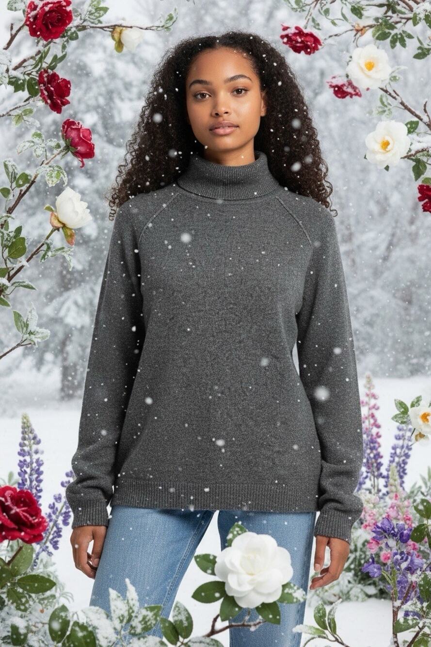 Charter Club Luxury Women's M Grey Turtleneck Cashmere Sweater